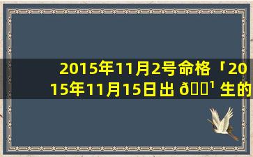 2015年11月2号命格「2015年11月15日出 🌹 生的孩子是什么命」